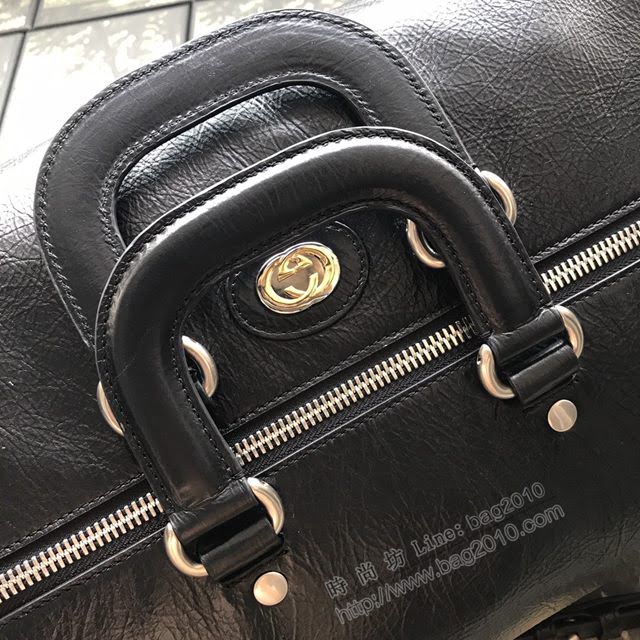 Gucci包 古馳新款手袋 Gucci牛皮旅行袋 Gucci手提肩背包 587866黑皮  gdj1056